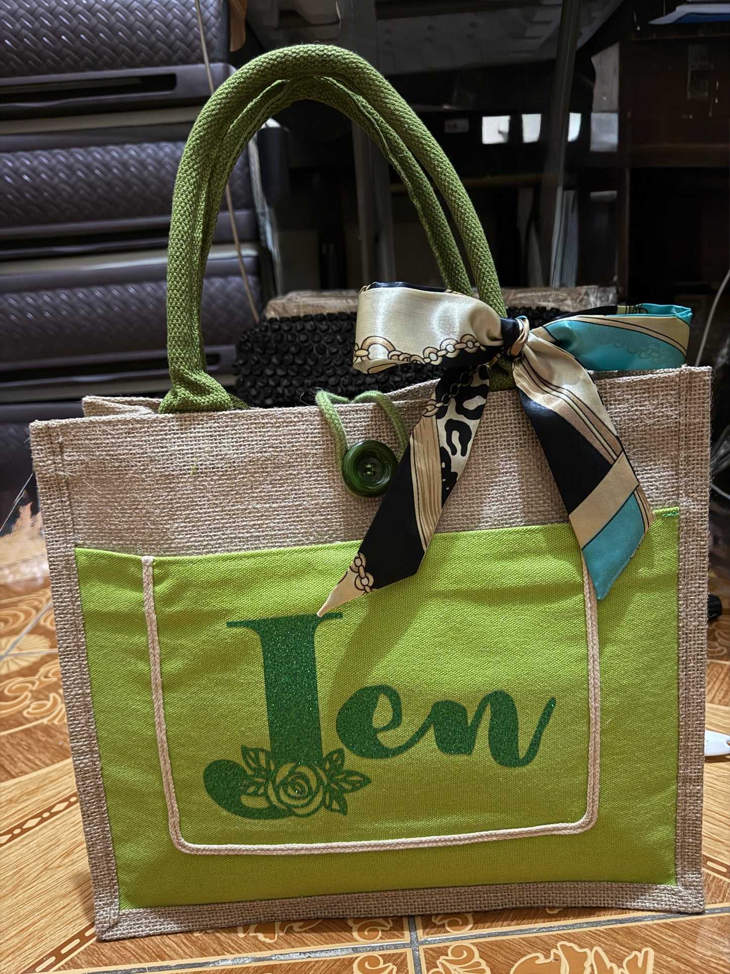 Personalized Eco-Friendly Jute Tote Bag with Custom Name